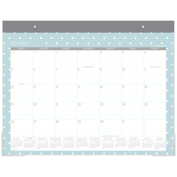 18 Month July 2020 December 2021 Aqua 10" x 14" Desk Pad Monthly Calendar 
